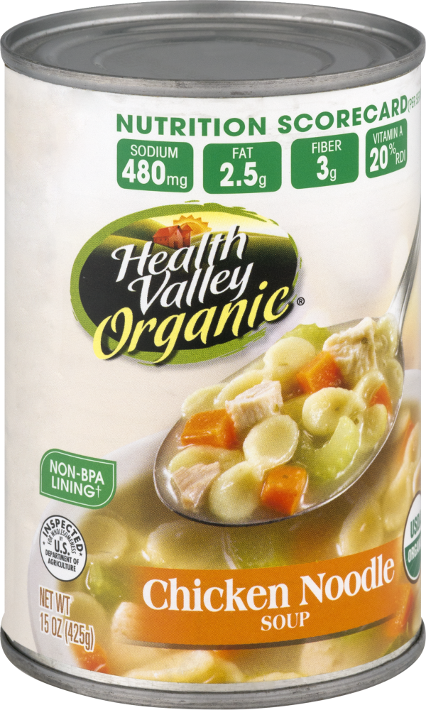 slide 1 of 1, Health Valley Organic Chicken Noodle Soup, 15 oz