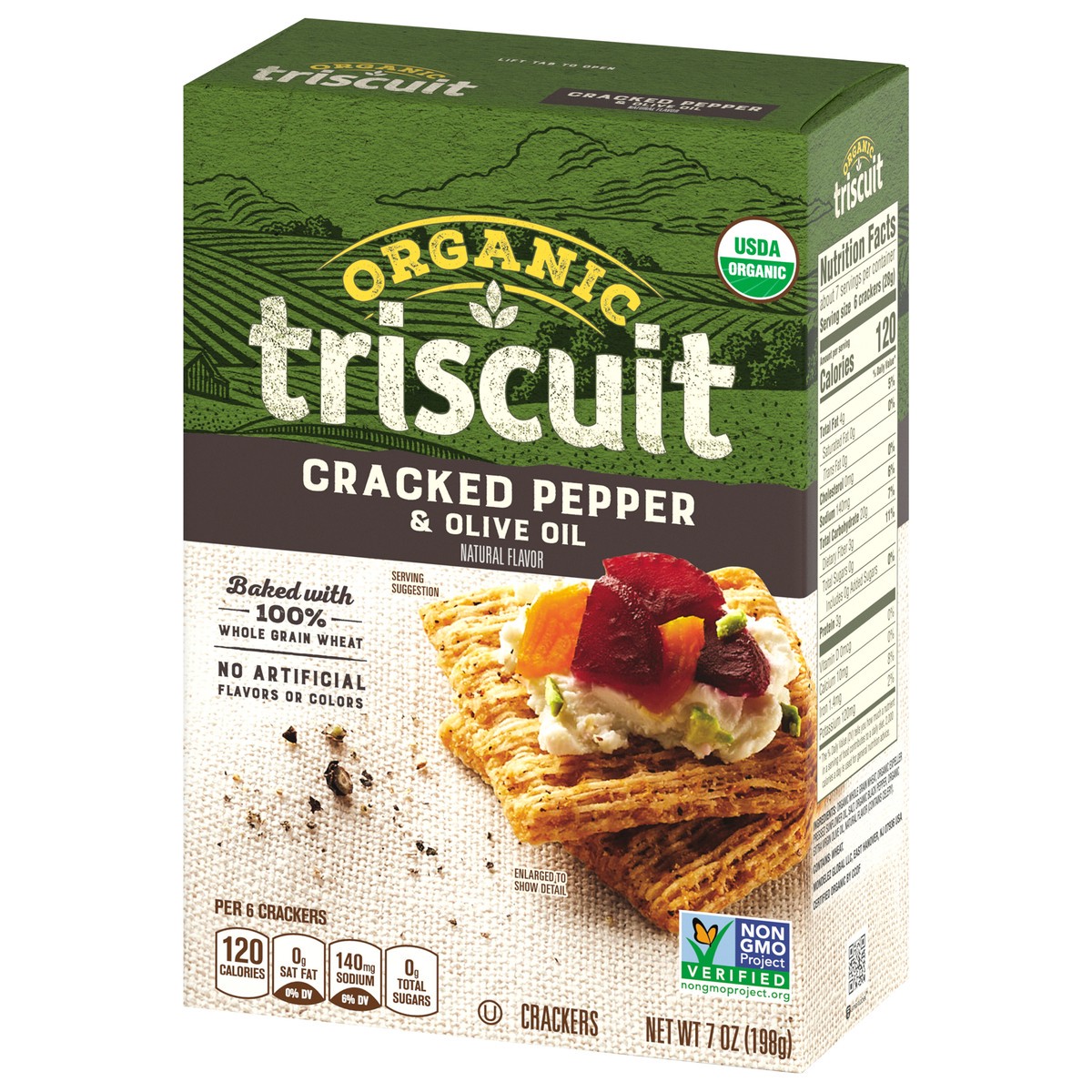 slide 8 of 9, Triscuit Organic Cracked Pepper & Olive Oil Crackers, 7 oz