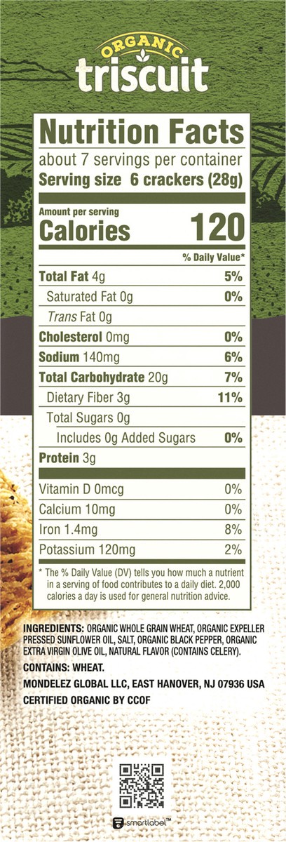 slide 2 of 9, Triscuit Organic Cracked Pepper & Olive Oil Crackers, 7 oz