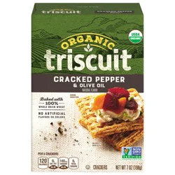 Triscuit Organic Cracked Pepper & Olive Oil Whole Grain Wheat Crackers, Family Size, 12.5 oz