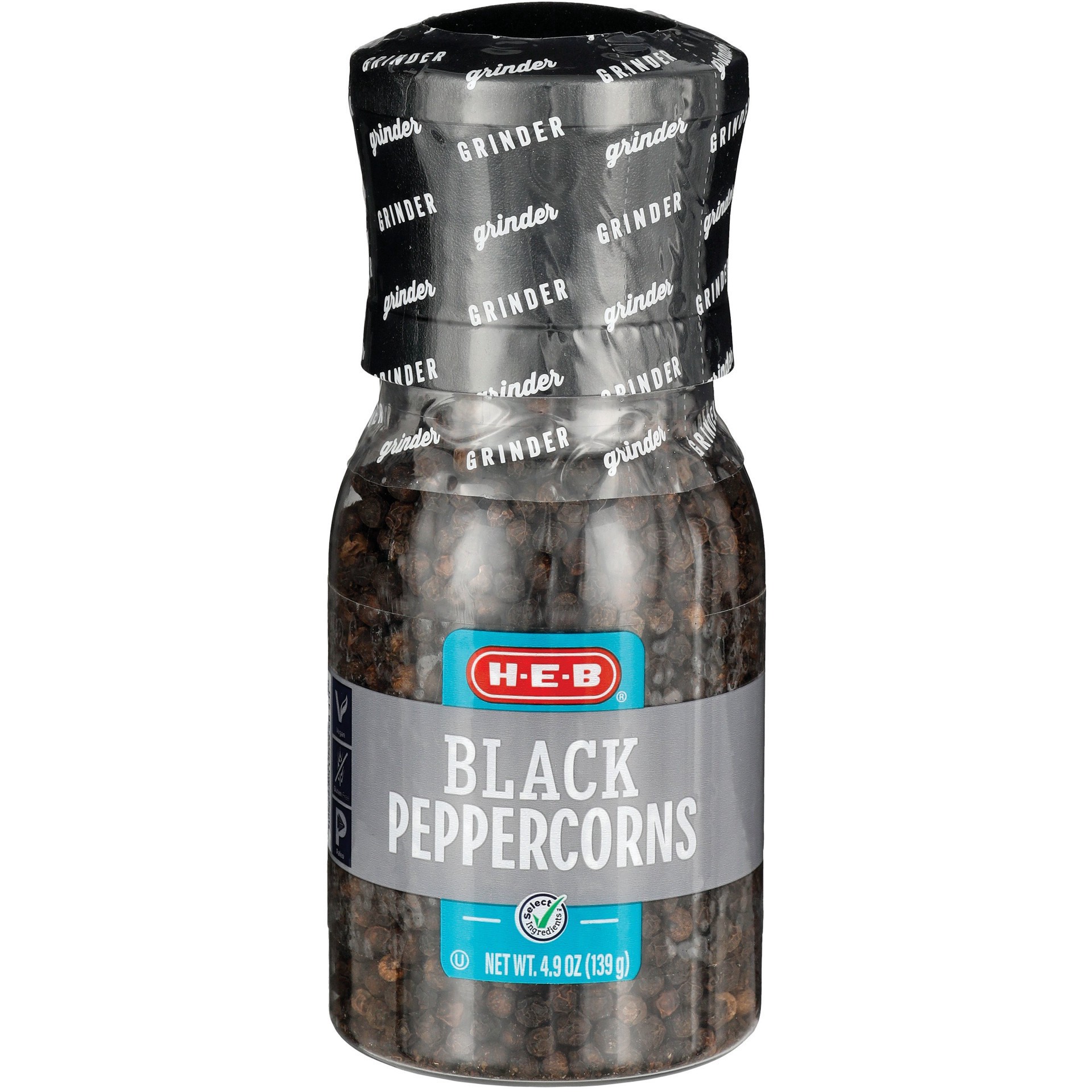 slide 1 of 1, H-E-B Black Pepper Grinder, 4.9 oz