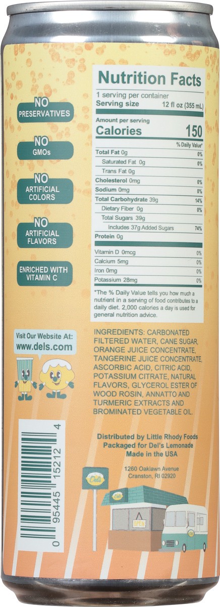 slide 6 of 13, Del's Sparkling Tangerine Orange Sparkling Citrus Beverage - 12 fl oz, 12 fl oz