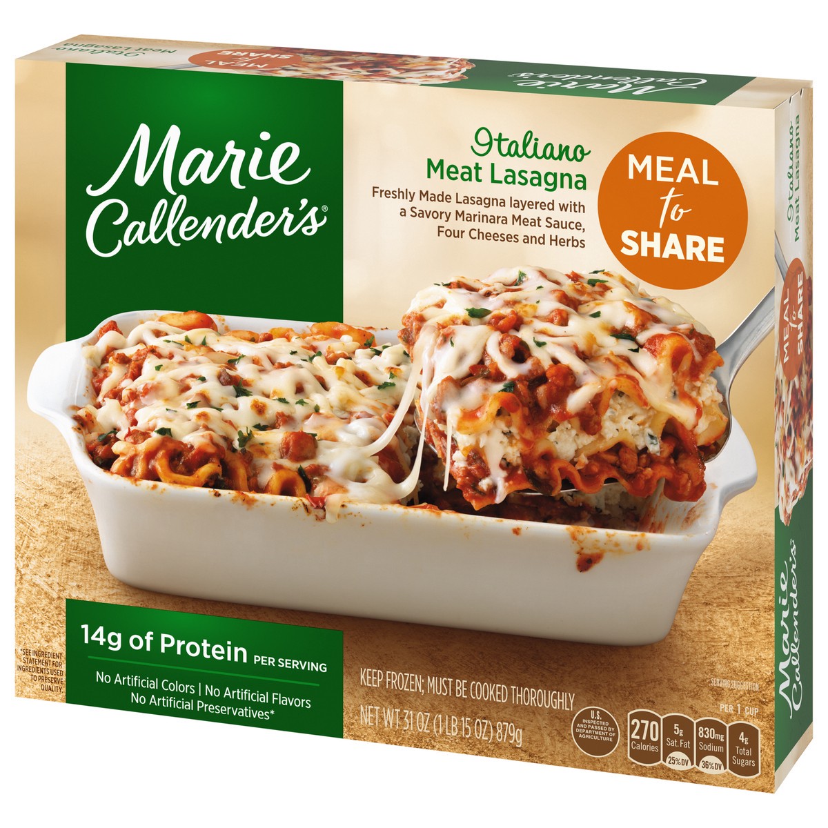 slide 3 of 14, Marie Callender's Marie Callender’s Italiano Lasagna With Ricotta Cheese Meal to Share, Frozen Meal, 31 oz., 31 oz