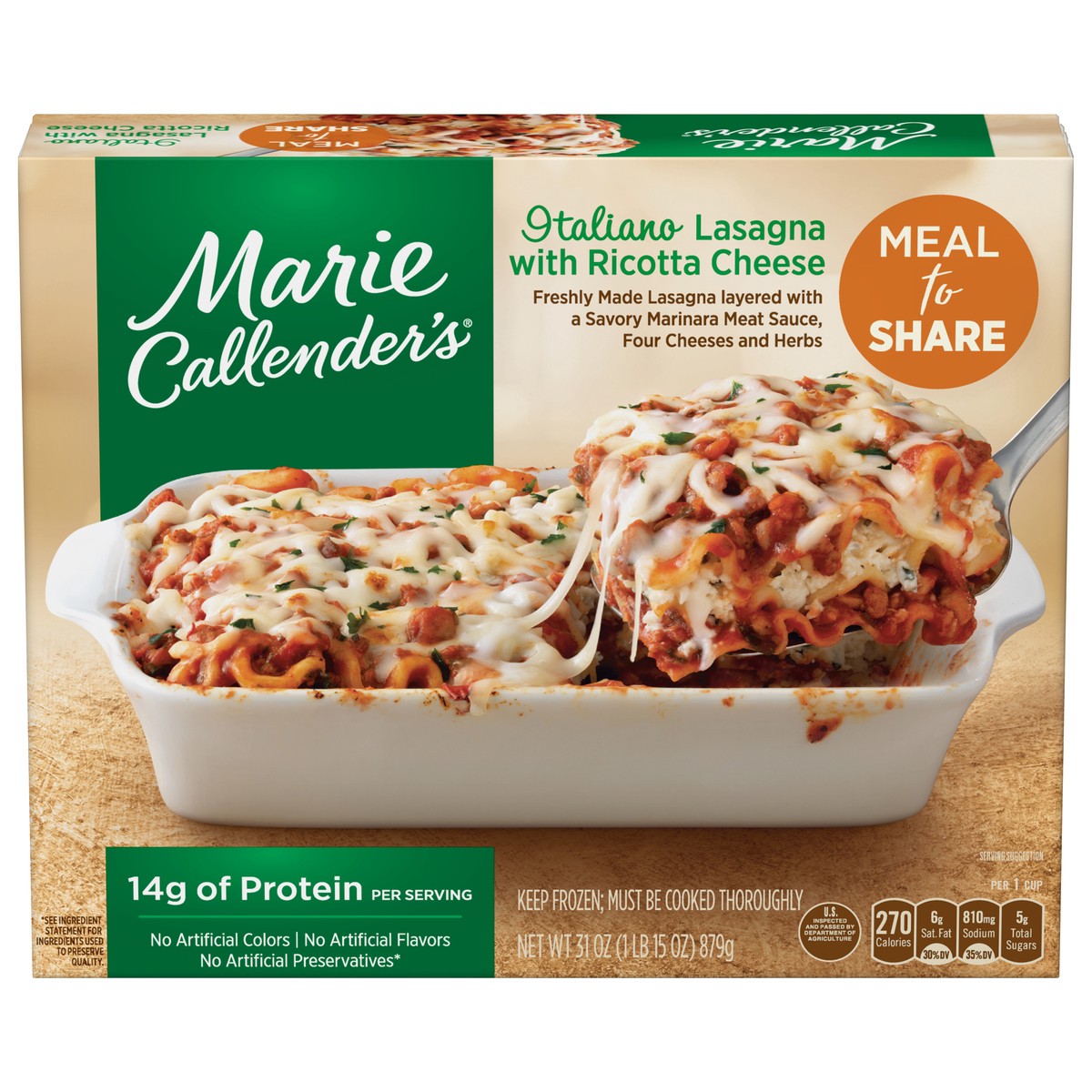 slide 1 of 1, Marie Callender's Meal For Two Italiano Lasagna, 31 oz