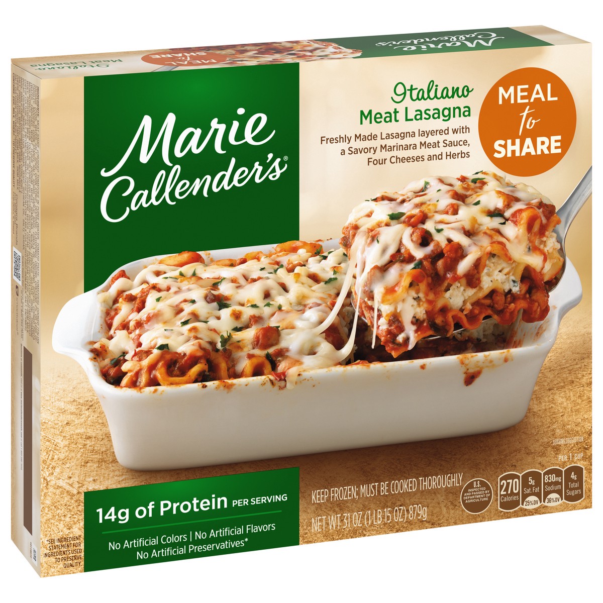 slide 13 of 14, Marie Callender's Marie Callender’s Italiano Lasagna With Ricotta Cheese Meal to Share, Frozen Meal, 31 oz., 31 oz