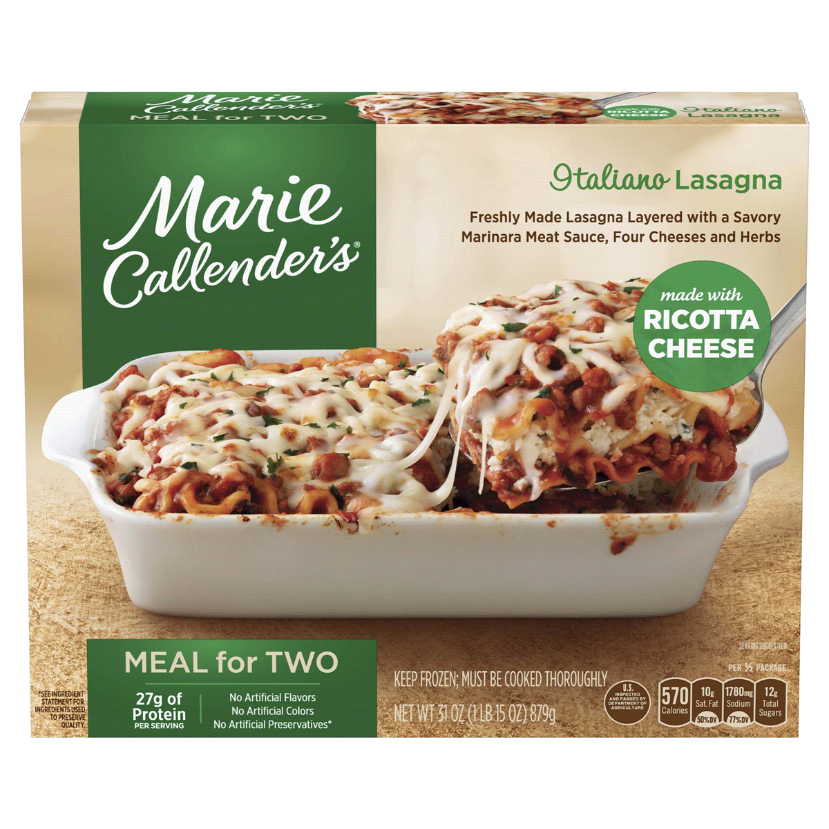 slide 1 of 1, Marie Callender's Meal For Two Italiano Lasagna, 31 oz