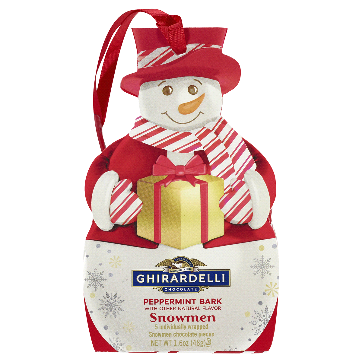 slide 1 of 1, Ghirardelli Peppermint Bark Snowmen Chocolate Pieces, 1.6 oz