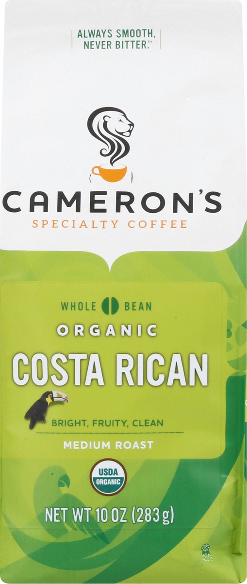 slide 1 of 12, Cameron's Organic Whole Bean Medium Roast Costa Rican Coffee - 10 oz, 10 oz