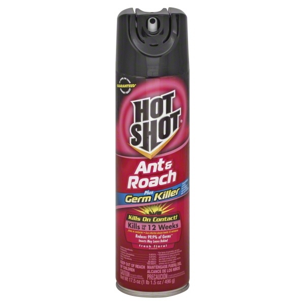 slide 1 of 1, Hot Shot Ant & Roach Killer Spray Fresh Floral Scent Plus Germ Killer, 17.5 oz
