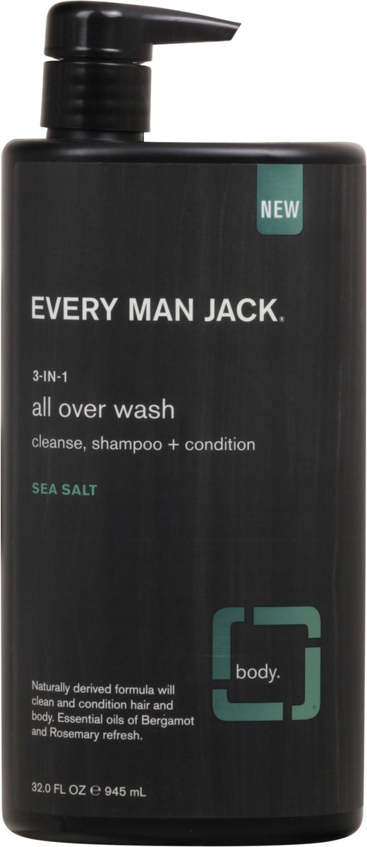 slide 6 of 13, Every Man Jack Men's Sea Salt 3-in-1 All Over Wash - Shampoo, Conditioner, & Body Wash, 32 oz
