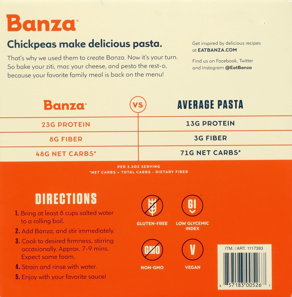 slide 5 of 13, Banza Made from Chickpeas Rotini 5 ea, 