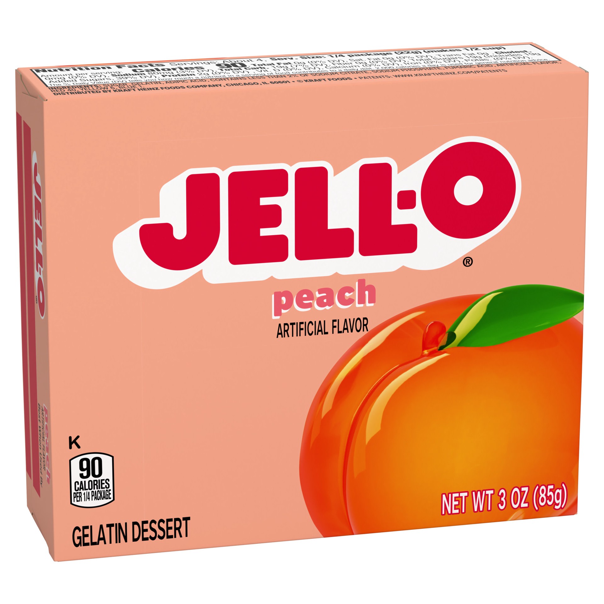 slide 4 of 5, Jell-O Peach Artificially Flavored Gelatin Dessert Mix, 3 oz Box, 3 oz