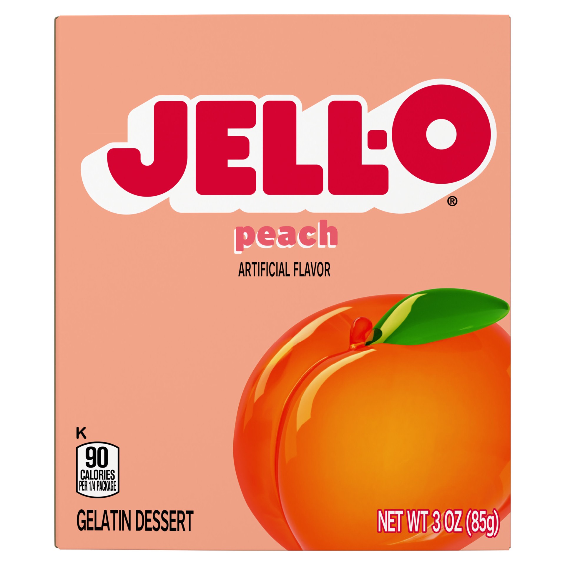 slide 2 of 5, Jell-O Peach Artificially Flavored Gelatin Dessert Mix, 3 oz Box, 3 oz