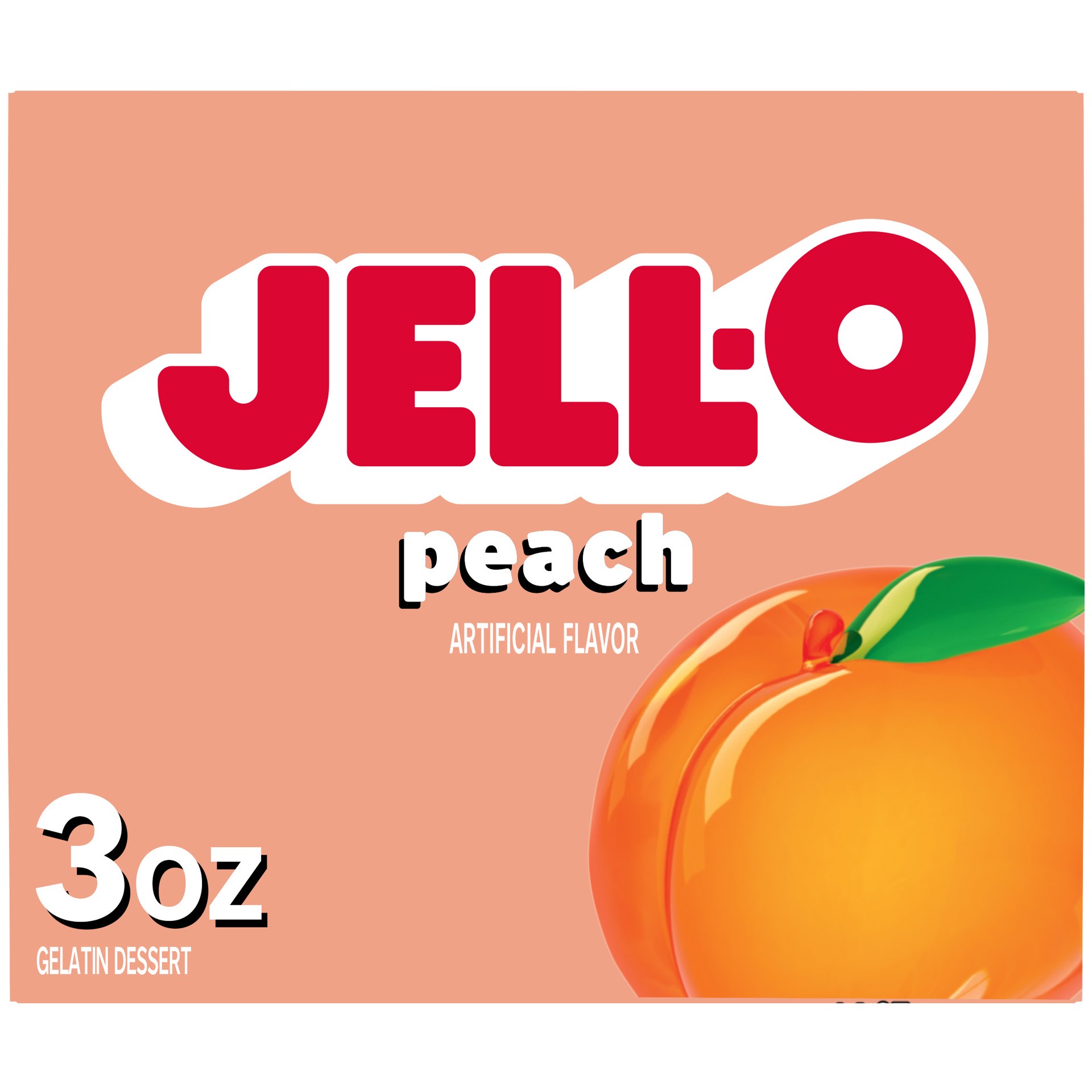 slide 1 of 5, Jell-O Peach Artificially Flavored Gelatin Dessert Mix, 3 oz Box, 3 oz