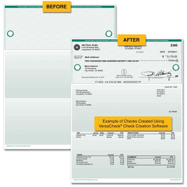 slide 2 of 3, Versacheck Uv Secure Business Check Refills, Form # 1000, Business Voucher, Green Elite, 500 Sheets, Pc, Product Key/Download, 500 ct