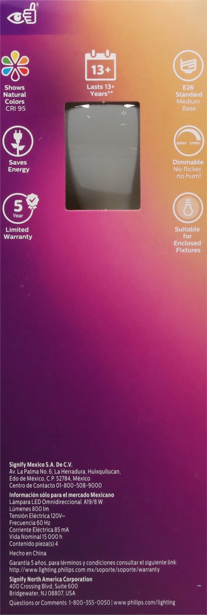 slide 2 of 9, Philips 8 Watts Warm Glow Effect Dimmable Soft White LED Light Bulbs 4 ea, 4 ct