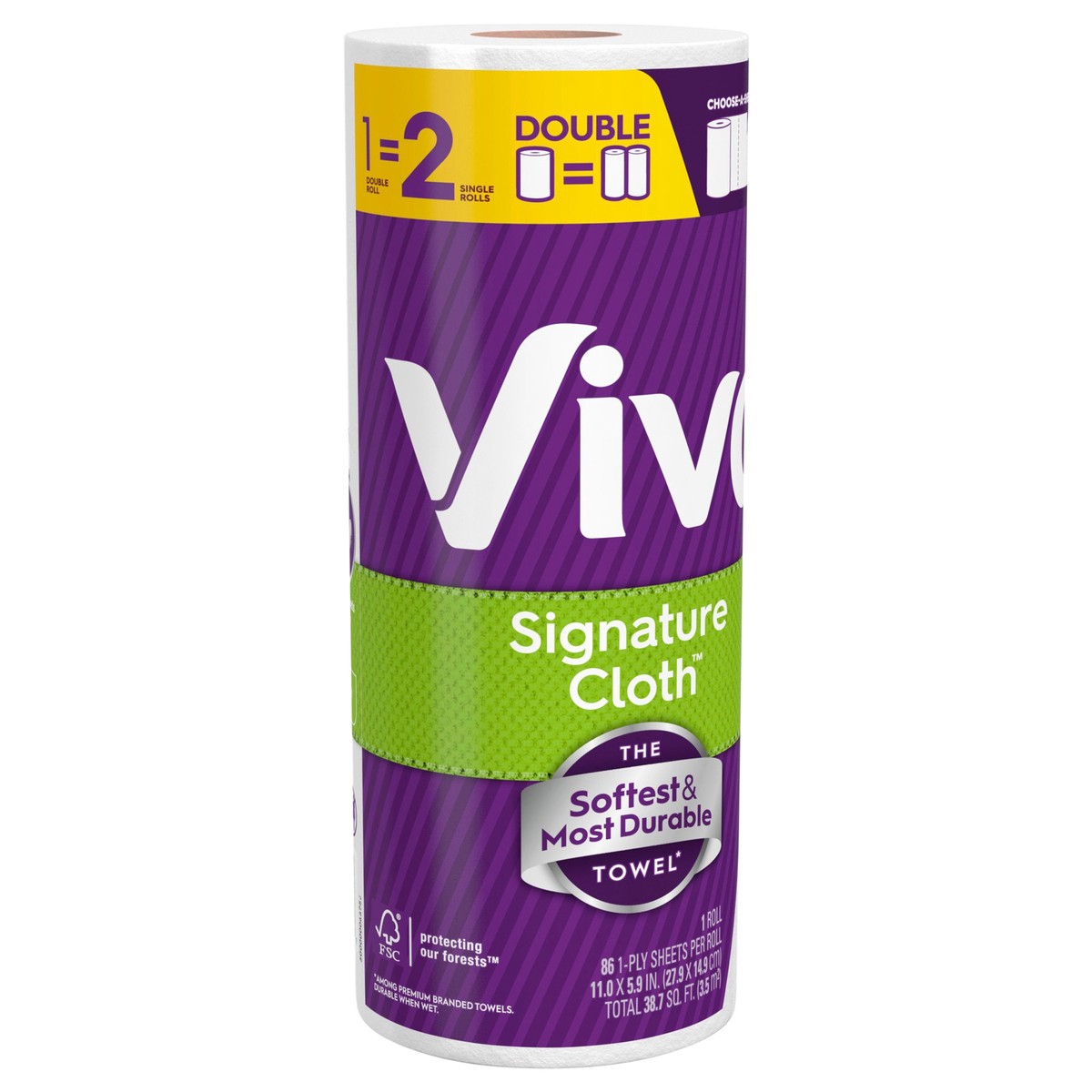 slide 3 of 11, Viva Signature Cloth Paper Towels, 1 Double Roll, 86 Sheets per Roll, 1 ct