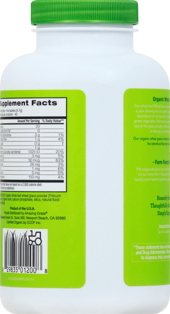 slide 10 of 13, Amazing Grass Organic Tablets Wheat Grass 200 ea, 200 ct