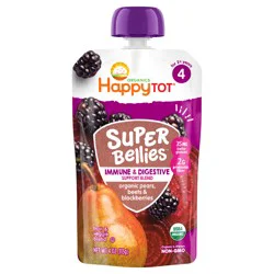 Happy Tot Organics Super Bellies Stage 4 Immune + Digestive Support Blend Organic Pears, Beets & Blackberries Pouch 4 oz UNIT