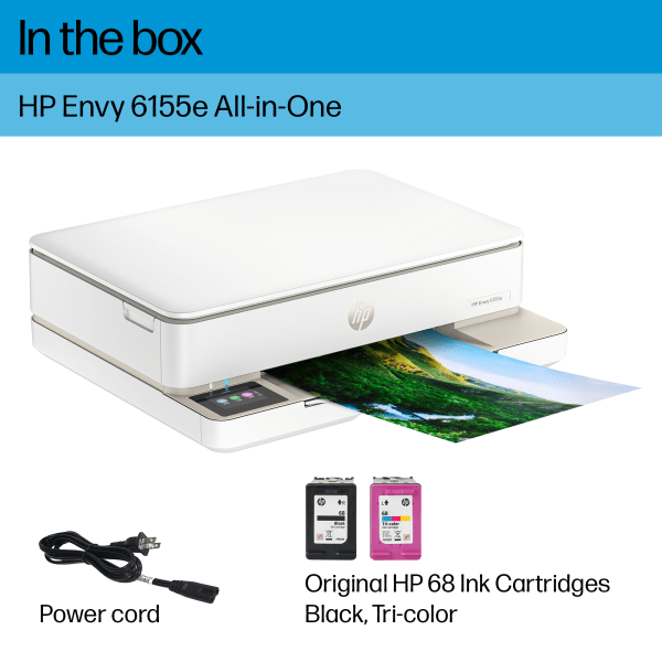 slide 10 of 10, Hp Envy 6155E Wireless All-In-One Color Inkjet Printer, Print, Scan, Copy, Duplex Printing Best For Home, 3 Months Of Free Ink (714L5A), 1 ct