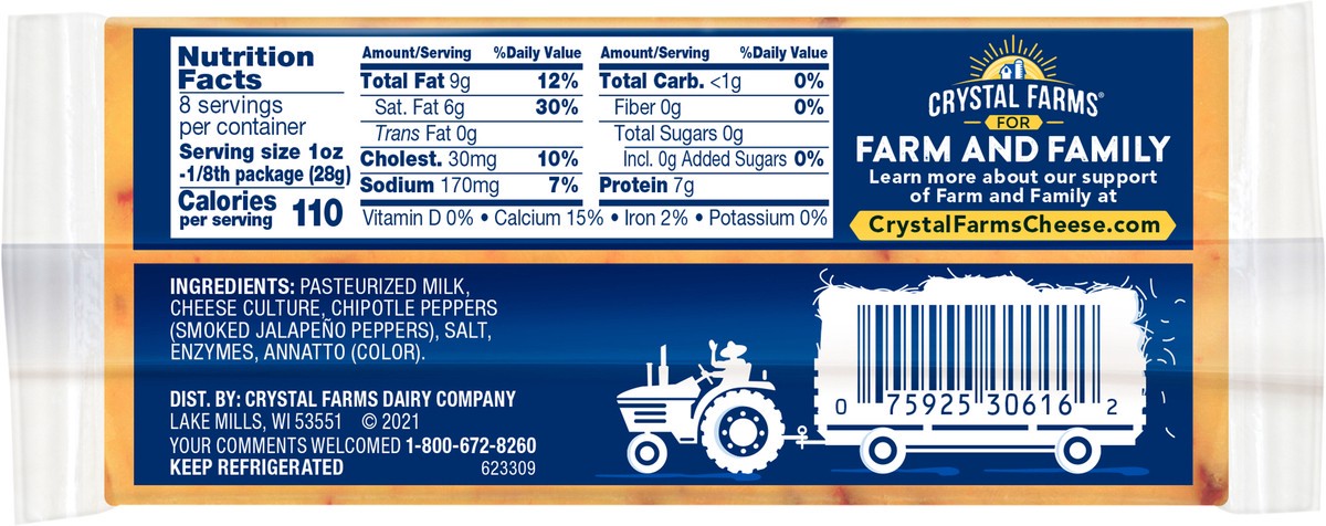 slide 4 of 6, Crystal Farms Cheese, Chipotle Cheddar, Wisconsin, 8 oz