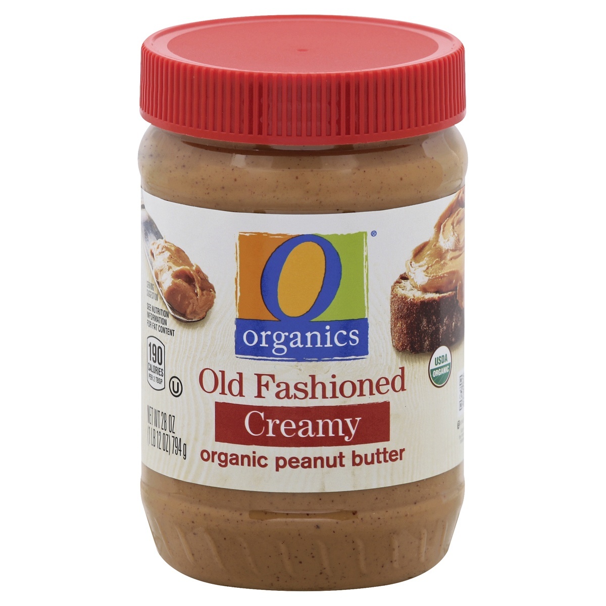 slide 1 of 2, O Orgnc Peanut Butter Old Fashioned Crmy, 28 oz
