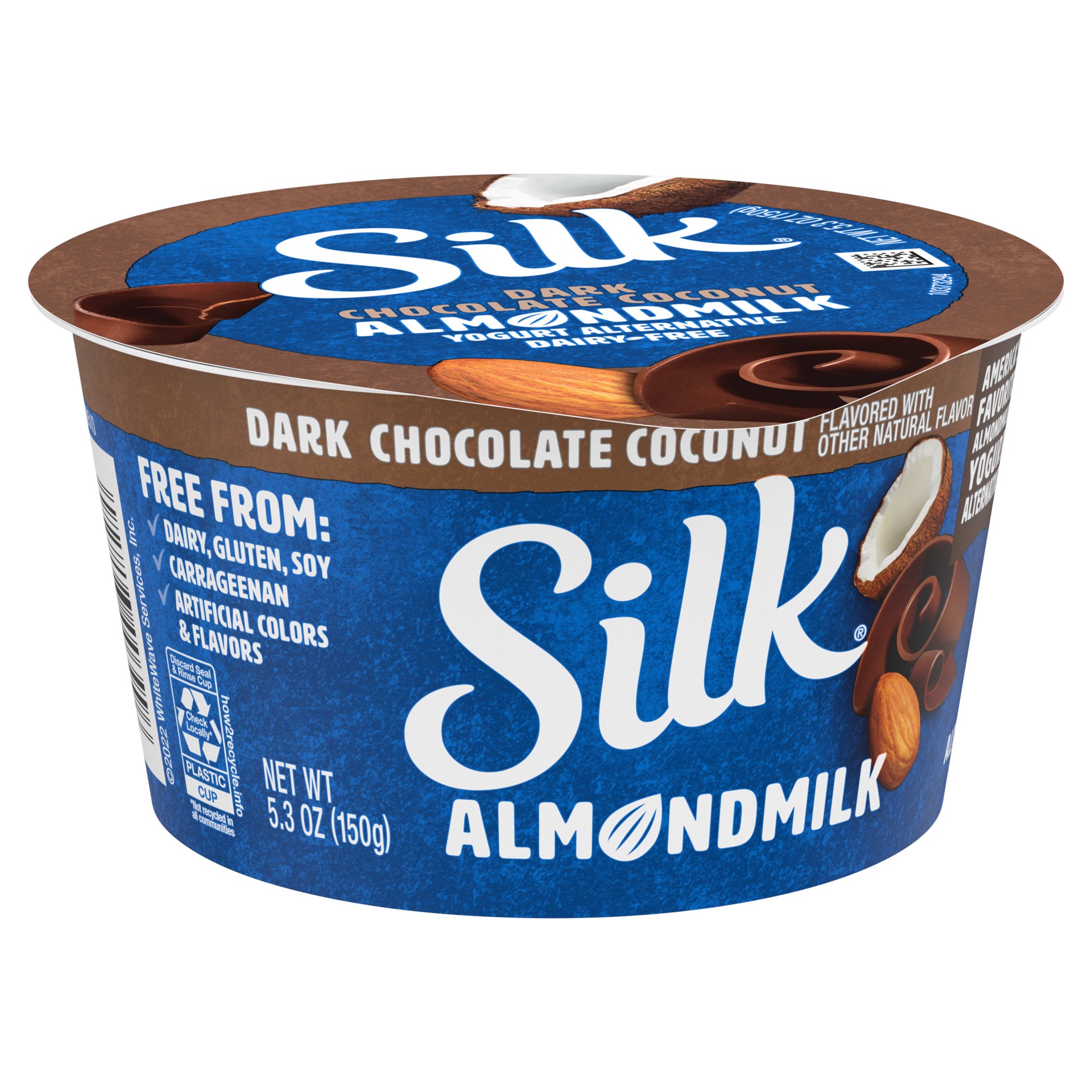 slide 4 of 5, Silk Dark Chocolate Coconut Dairy Free, Almond Milk Plant Based Yogurt Alternative, 5.3 OZ Cup, 5.3 oz