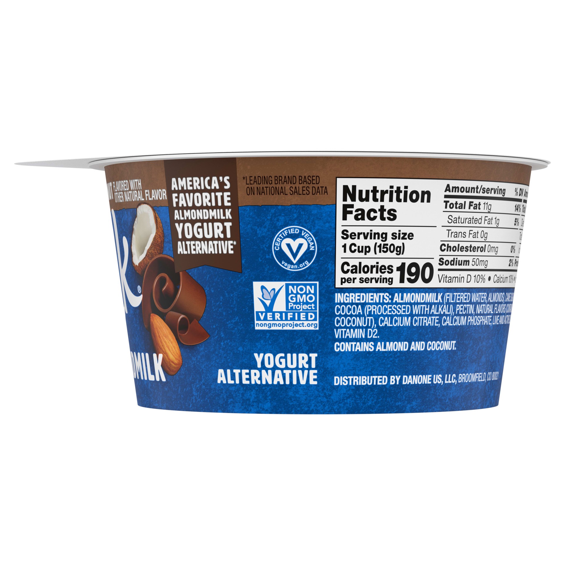slide 2 of 5, Silk Dark Chocolate Coconut Dairy Free, Almond Milk Plant Based Yogurt Alternative, 5.3 OZ Cup, 5.3 oz