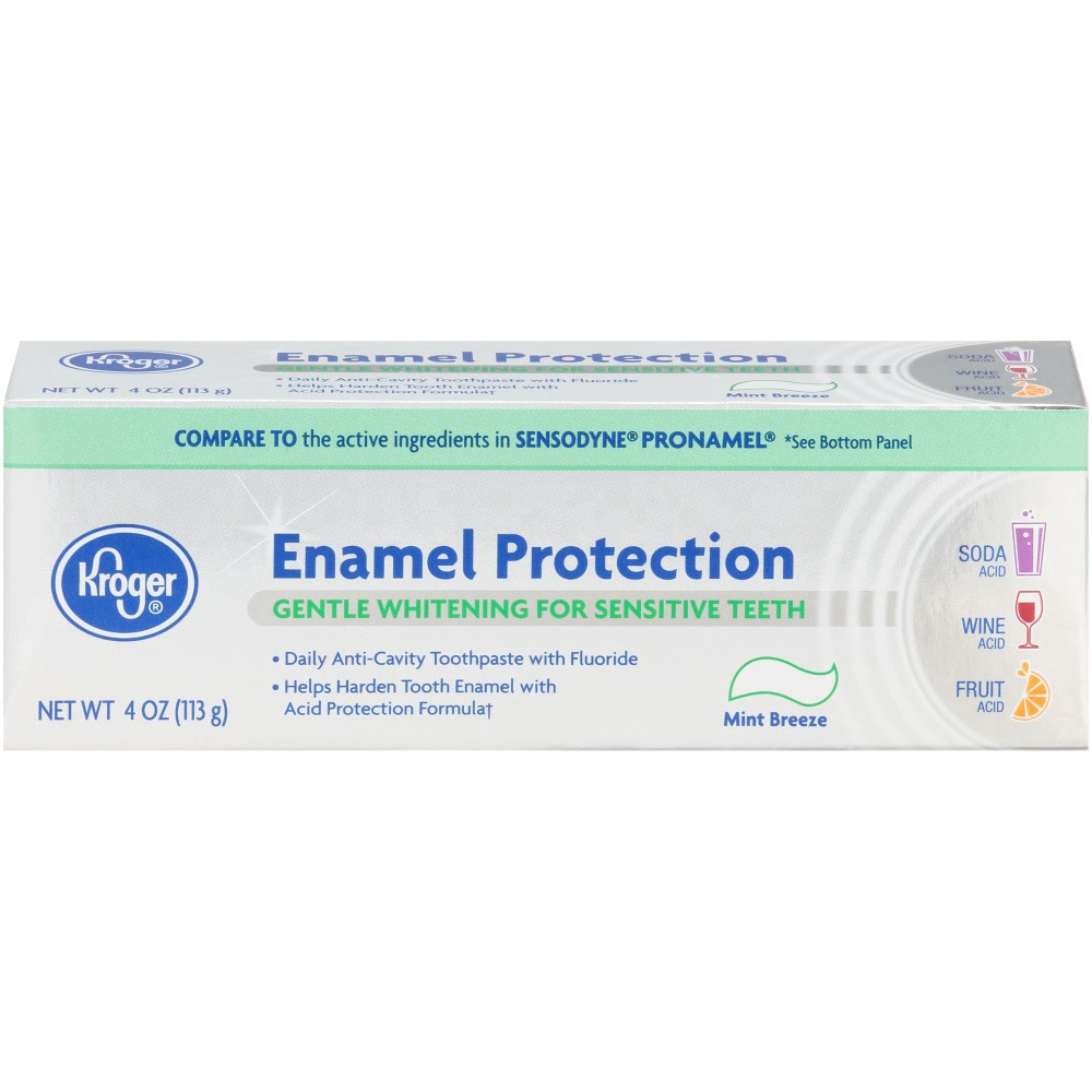 slide 1 of 1, Kroger Enamel Protection Mint Breeze Gentle Whitening For Sensitive Teeth Toothpaste, 4 oz