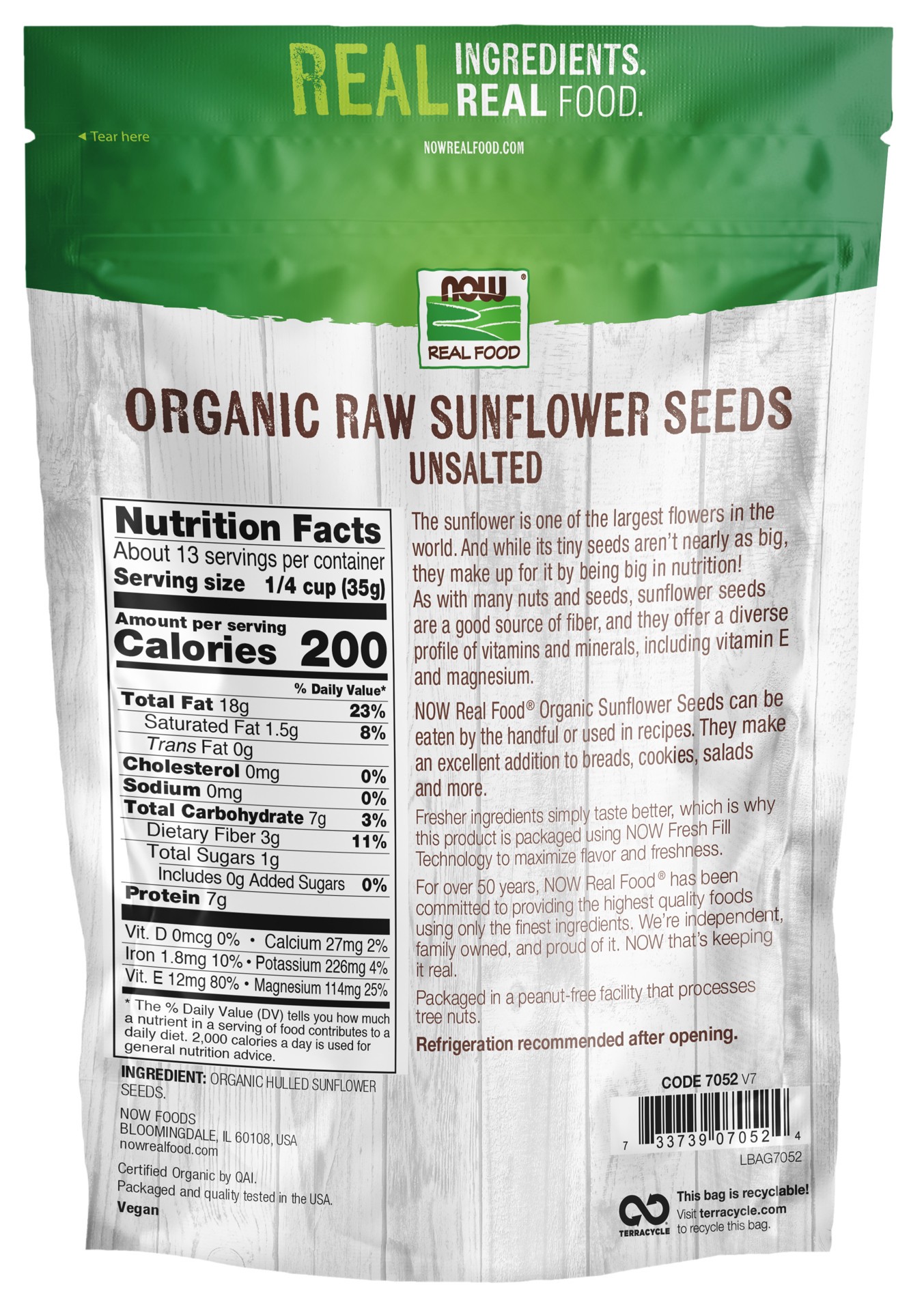slide 3 of 3, NOW Real Food Sunflower Seeds, Organic, Raw & Unsalted - 16 oz., 16 oz