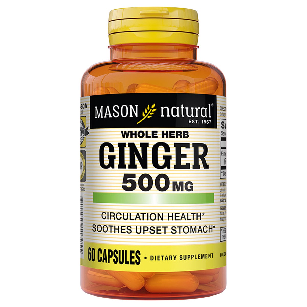 slide 1 of 8, Mason Ginger, 500 mg, Capsules, 60 ct