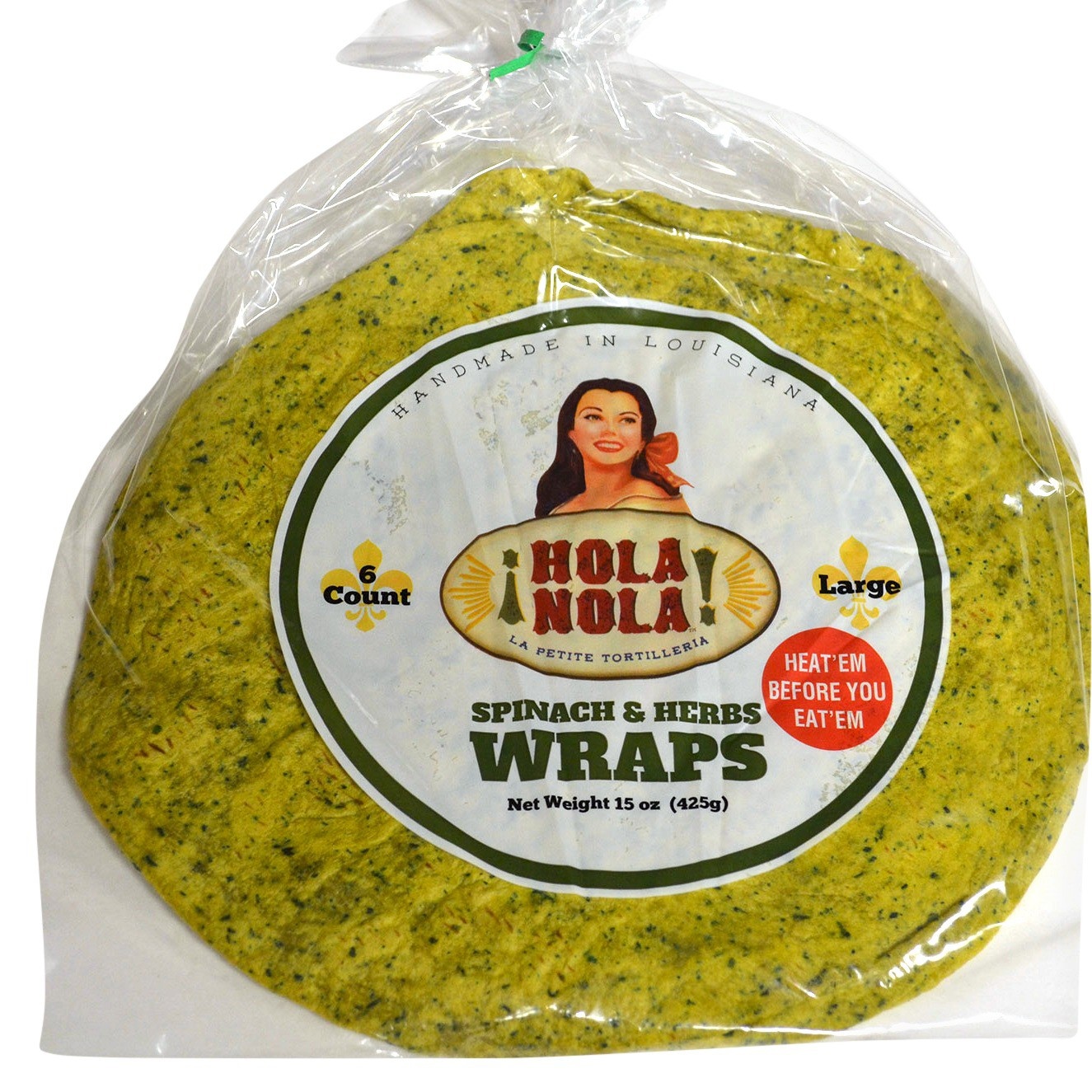 slide 1 of 1, Hola Nola Spinach & Herb Wraps, 6 ct