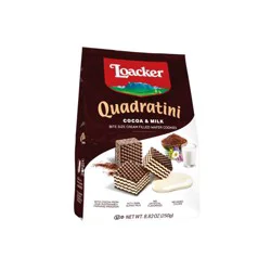 Loacker Quadratini Cocoa & Milk Bite Size Wafer Cookies - 8.82 oz
