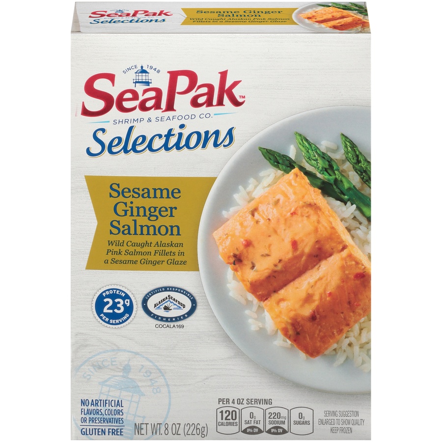 slide 1 of 8, SeaPak Selections Sesame Ginger Salmon, 8 oz