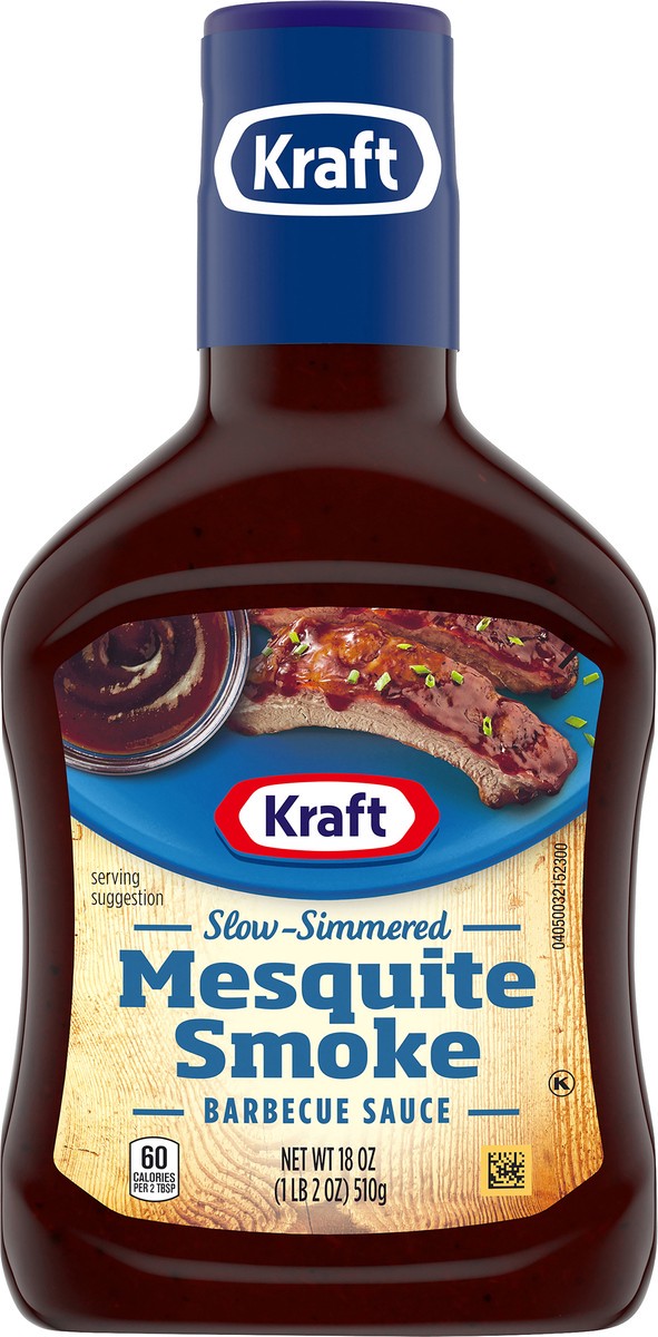 slide 8 of 9, Kraft Mesquite Smoke Slow-Simmered Barbecue Sauce, 18 oz Bottle, 18 oz