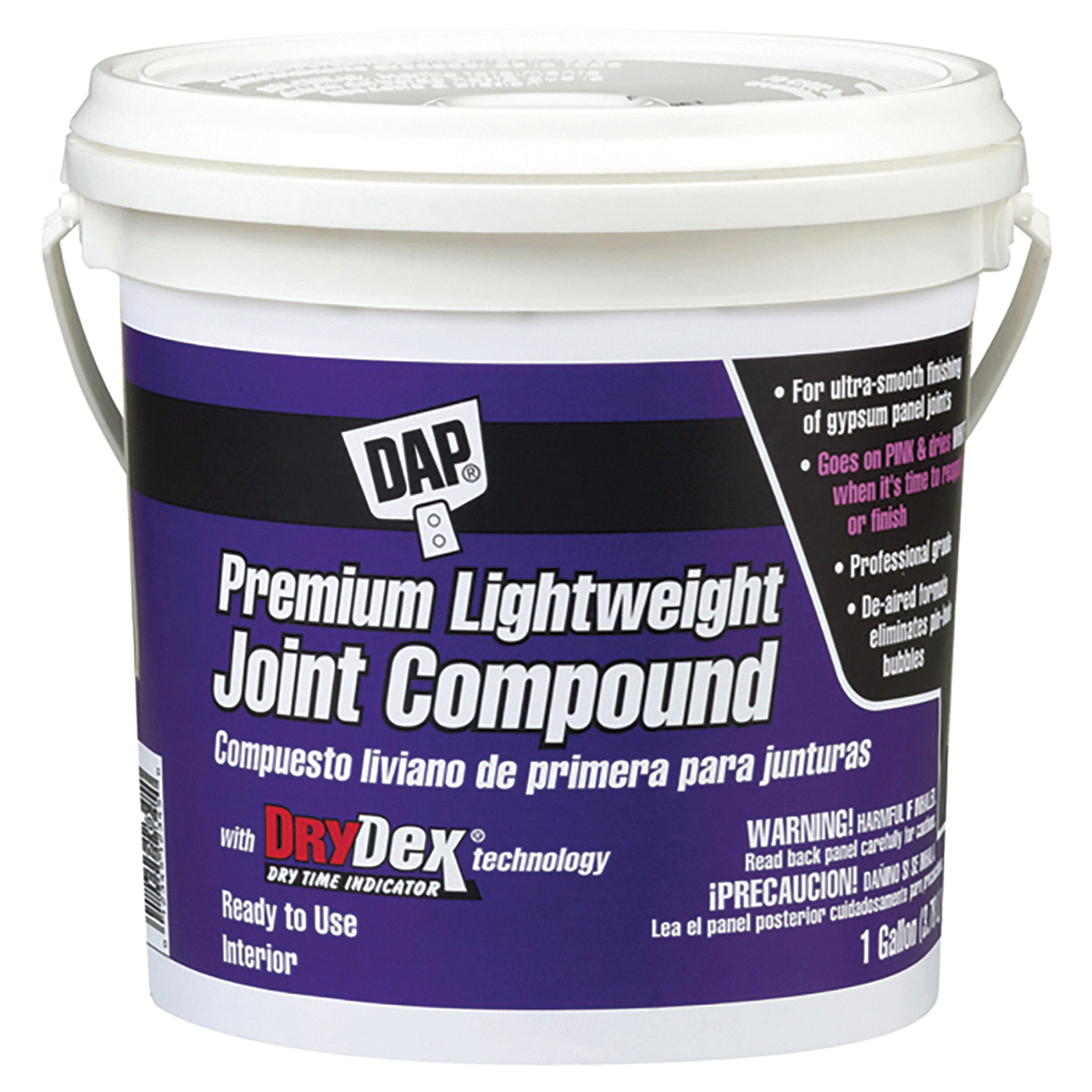 slide 1 of 1, DAP Premium Lightweight Joint Compound with DryDex DryTime Indicator Technology– Ready to Use, White, 1 gal