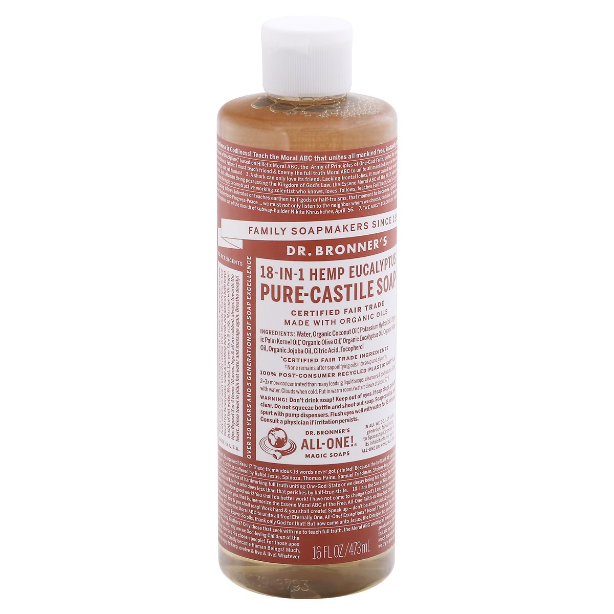 slide 9 of 11, Dr. Bronner's 18-in-1 Hemp Eucalyptus Pure-Castile Soap 16 fl oz, 16 fl oz