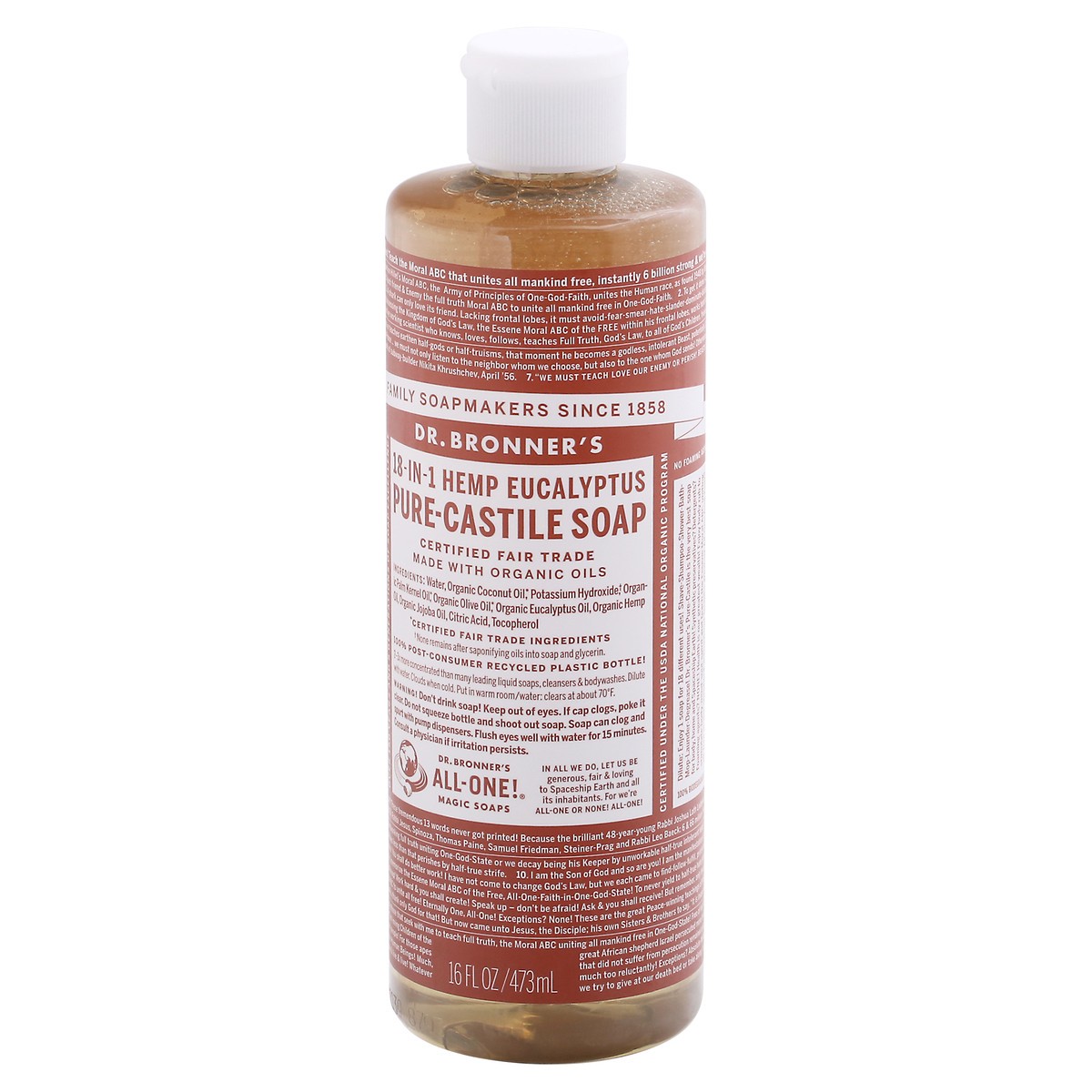 slide 8 of 11, Dr. Bronner's 18-in-1 Hemp Eucalyptus Pure-Castile Soap 16 fl oz, 16 fl oz