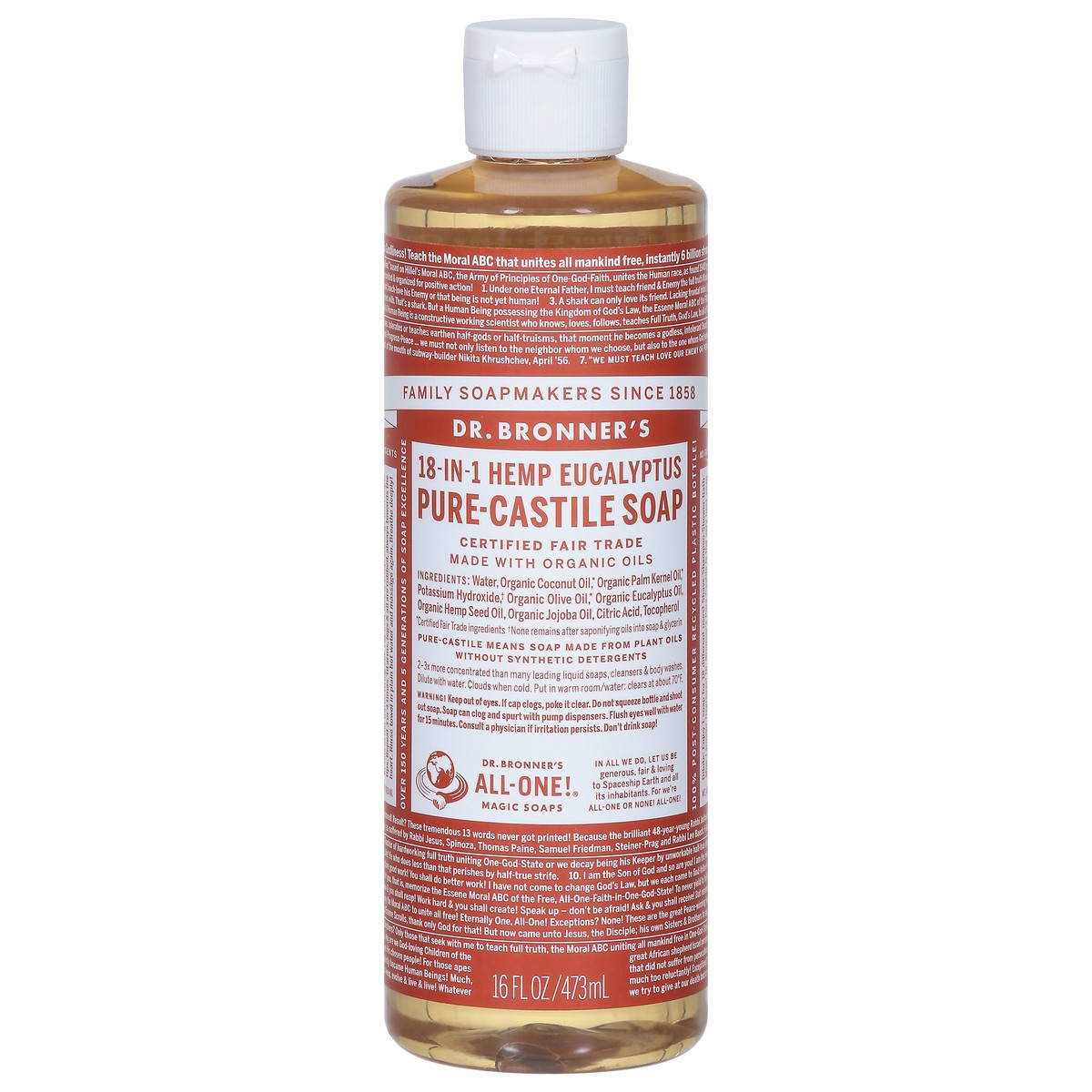 slide 1 of 11, Dr. Bronner's 18-in-1 Hemp Eucalyptus Pure-Castile Soap 16 fl oz, 16 fl oz