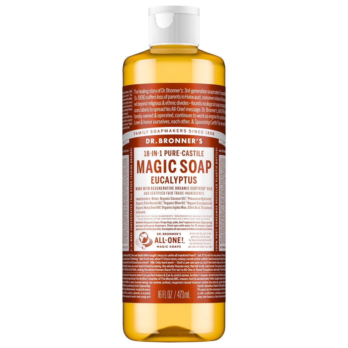 slide 1 of 11, Dr. Bronner's 18-In-1 Hemp Eucalyptus Pure-Castile Soap, 16 fl oz