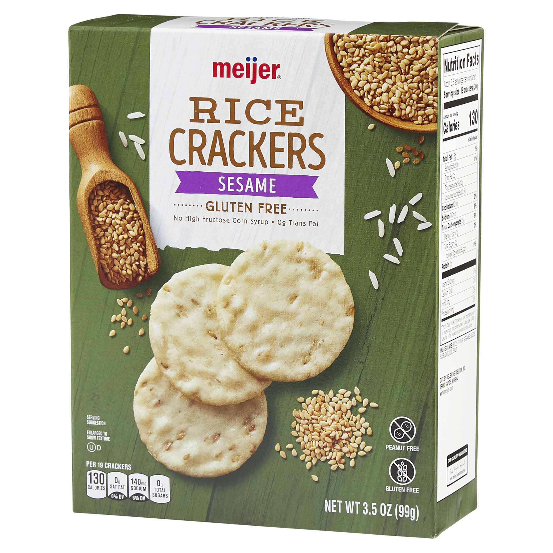 slide 12 of 29, Meijer Sesame Rice Crackers, 3.5 oz