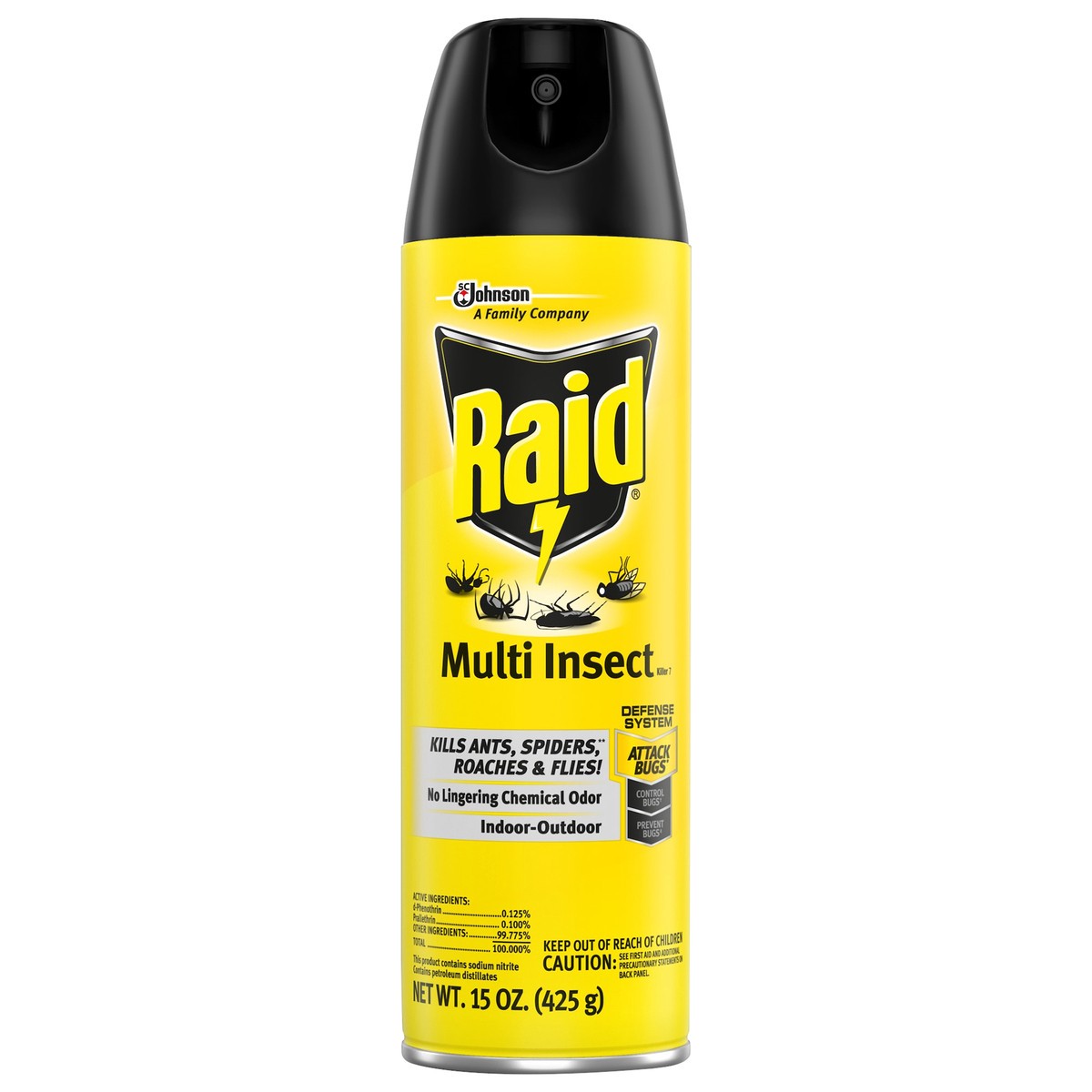 slide 3 of 7, Raid Multi Insect Killer 7, Indoor & Outdoor Insecticide Spray for Common Bugs, 15 oz, 15 oz