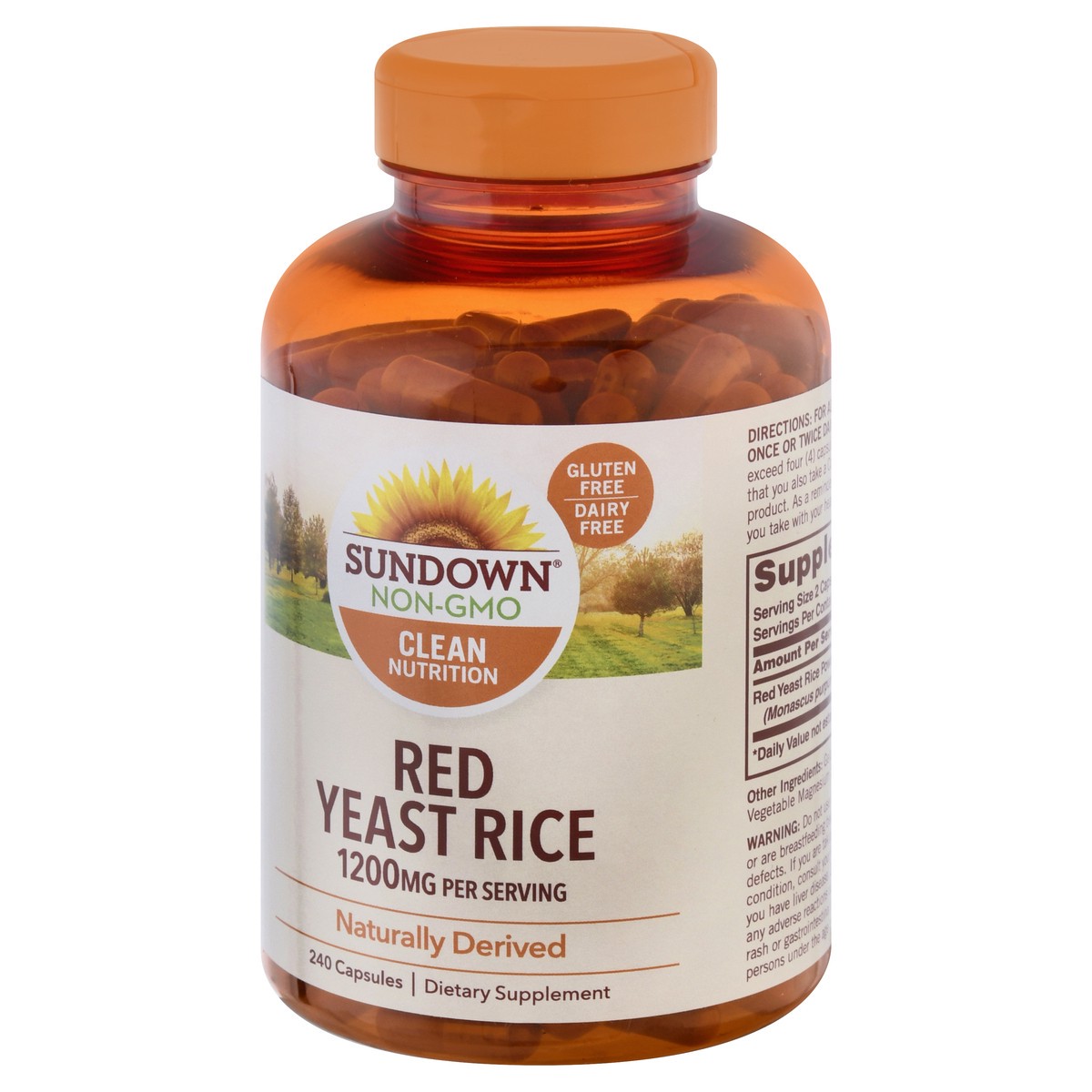 slide 7 of 9, Sundown Non-GMO 1200 mg Capsules Red Yeast Rice 240 ea, 240 ct