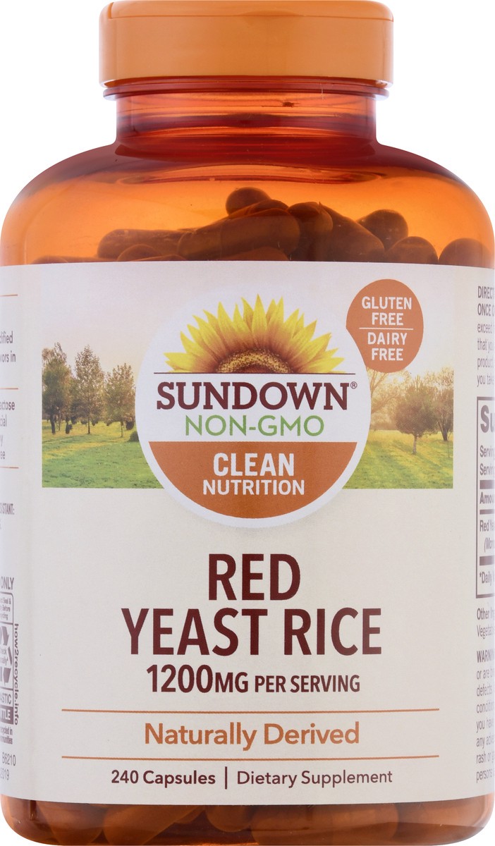 slide 4 of 9, Sundown Non-GMO 1200 mg Capsules Red Yeast Rice 240 ea, 240 ct