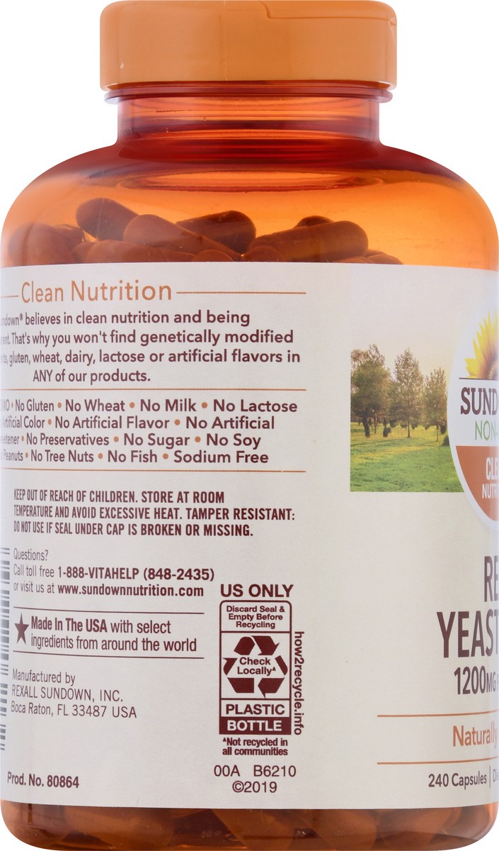 slide 2 of 9, Sundown Non-GMO 1200 mg Capsules Red Yeast Rice 240 ea, 240 ct