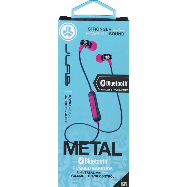 slide 1 of 1, JLAB Metal Bluetooth earbuds, BLK/Pink, 1 ct