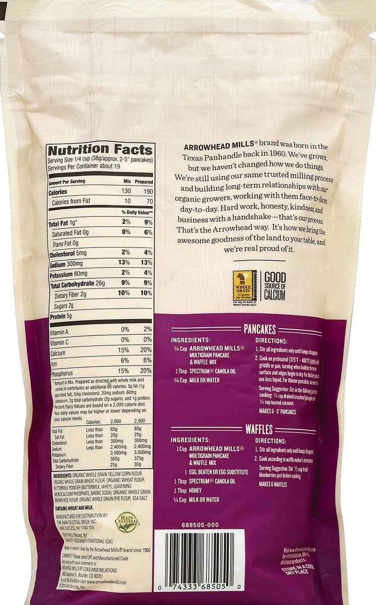 slide 5 of 6, Arrowhead Mills Organic Multigrain Pancake & Waffle Mix, 26 oz