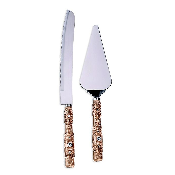 slide 1 of 1, Lillian Rose Cake Knife and Server Set - Golden, 2 ct