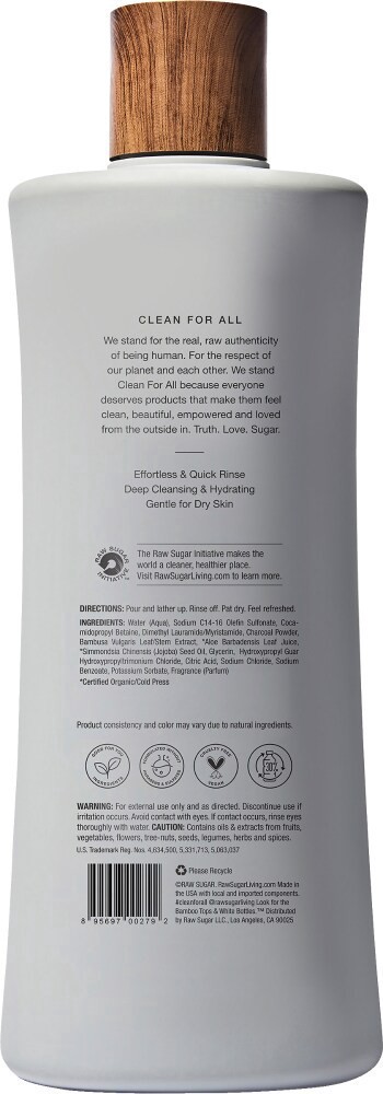 slide 2 of 2, Raw Sugar® Men's Body Wash - Charcoal + Bamboo, 25 fl oz