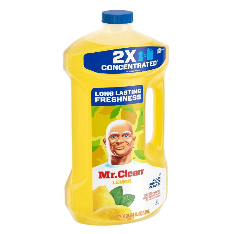 slide 7 of 11, Mr. Clean 2X Concentrated Multi Surface Cleaner with Lemon Scent, All Purpose Cleaner, 64 fl oz, 2 qt